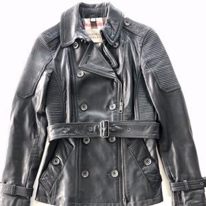 Burberry Brit Calf-Leather Moto Trench Jacket